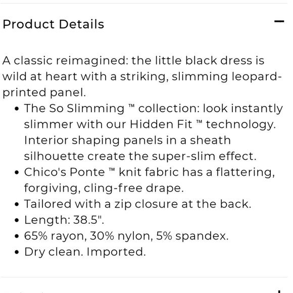 Chico's So Slimming Black Animal Print Classic style Dress Size 01 Medium - Picture 6 of 9